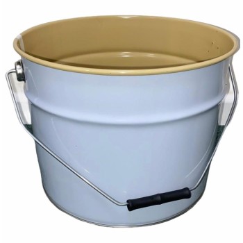 12 litre White Lacquered Tapered Tinplate Pail