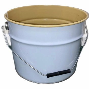 12 litre White Lacquered Tapered Tinplate Pail