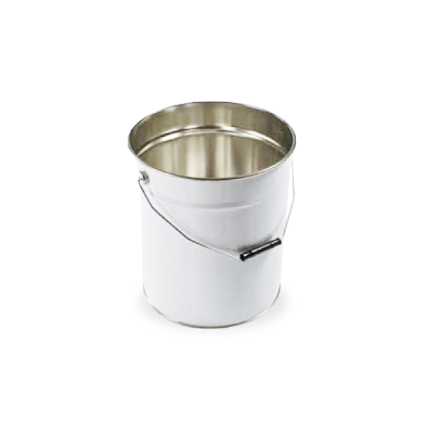 5 litre White Plain Tapered Tinplate Pail